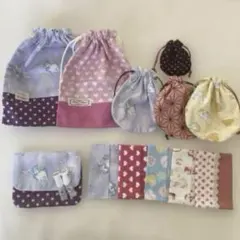 ハンドメイド13点セット☆移動ポケット・巾着、ティッシュケース ☆女の子