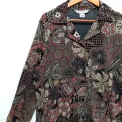 古着 vintage 総柄 開襟シャツ ブラウス Lサイズ インドネシア製