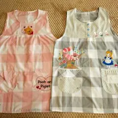 プーさんとピグレット 不思議の国のアリスキャラクターエプロン 保育士