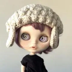 【ハンドメイド】ネオブライスサイズ 耳付き　ボンネット 羊　帽子 手編み 31