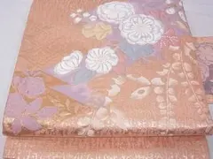 ♦︎きもの結♦︎九寸名古屋帯　唐織　辻が花　金糸　正絹　美品♦︎sb134