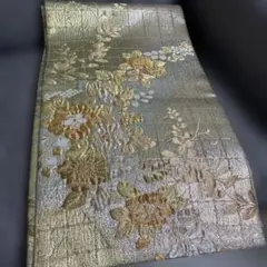 花柄 袋帯 ゴールド系 シルバー系