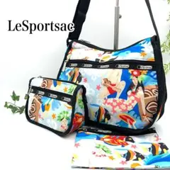 【美品】LeSportsac ハワイアンり柄 ショルダーバッグ ポーチ×2付き