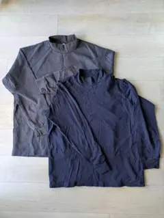 UNIQLO U グレー UNIQLO 紺 ハイネック 長袖 XL 2枚セット