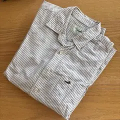 Crocodile ストライプシャツ M 綿麻 コットンリネン メンズ七分袖美品