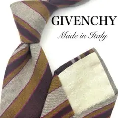 【美品】GIVENCHY ジバンシー ネクタイ ストライプ柄 グレー ベージュ