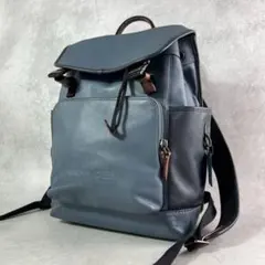 高級　COACH コーチ リュック ブルー　カラーブロック　リーグのサムネイル