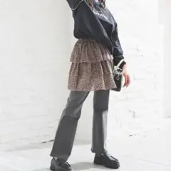 Honeys レオパード柄ティアードフレアスカート