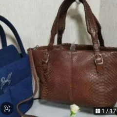 美品】 ボナフォルトゥーナ リアルパイソン トートバッグ 2WAY 