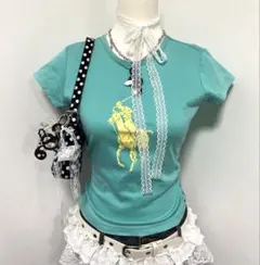 polo ラルフローレン Tシャツ　ピチ　k グランジ ミント coquette