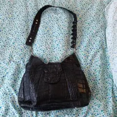 黒 クロコダイル風 ショルダーバッグ斜めがけ