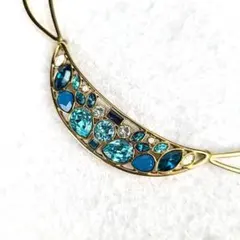 ●極上品/スワロフスキー ネックレス 三日月 マルチカラー ブルーカラー 1