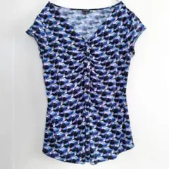 ​NINE WEST ナインウエスト 総柄 カットソー チュニック XL ブルーのサムネイル