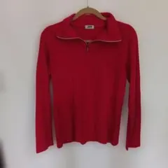 JUN ハーフジップ ニット レッド