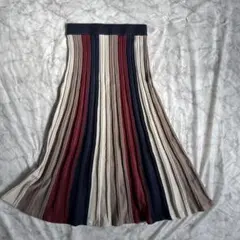 マルチカラーニットスカート Lサイズ ストライプ柄 ロング丈