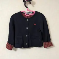 ファミリア　カーディガン　チェック　りんご　刺繍