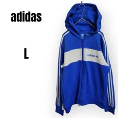 【adidas】パーカー 青 Lサイズ✨美品✨