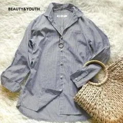 【BEAUTY&YOUTH】ストライプシャツ　パールボタン　長袖のサムネイル