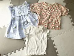 【美品】3点セット　フラワー刺繍 ノースリーブ トップス