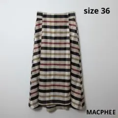 MACPHEE トゥモローランド　コットンポリエステルチェックフレアスカートのサムネイル