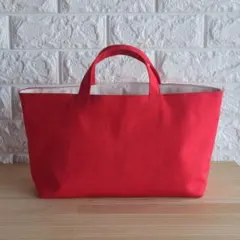 帆布トートバッグ　横長【赤】✻ハンドメイド✻のサムネイル