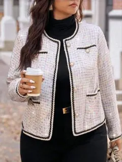 ​【新品未使用】大きいサイズ 4XL ツイードジャケット 春 入園式 入学式