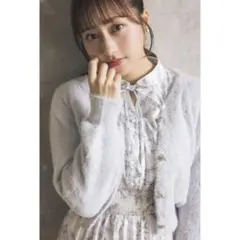 【新品】トッコクローゼット 多種ビジュー釦シャギーニットカーディガン ブルー