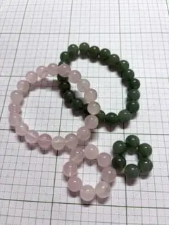 ピンク系グリーン系　ブレスレット　ビーズセット(パワーストーン？天然石？)