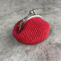 レッドジュエル〜ビーズがま口(口金シルバー6.5cm)のサムネイル
