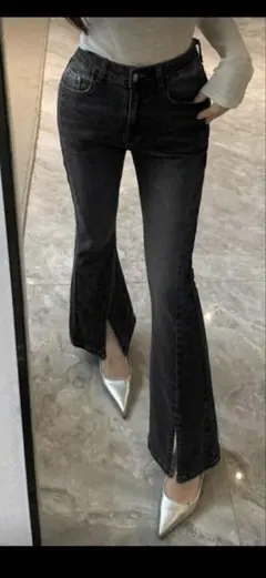 フレアデニム　Sサイズ　ダークグレー