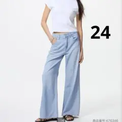 UNIQLO ドレープワイドフレアジーンズ 24 ブルーのサムネイル