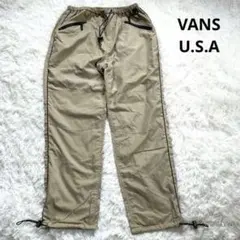 【VANS USA】裏フリース ナイロンパンツ ドローコード付 ベージュ Lのサムネイル