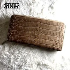 ✨美品✨GRES グレ　マットクロコ　長財布　ブラウン　ラウンドファスナー　鰐革のサムネイル