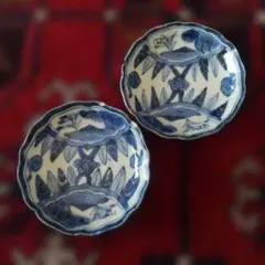 古伊万里 染付 八角皿 径33cm 花蝶 山水 幾何文 アシンメトリー - メルカリ