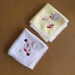 京都　舞妓さん　さらり　タグ付き　タオルハンカチ　和柄　新年