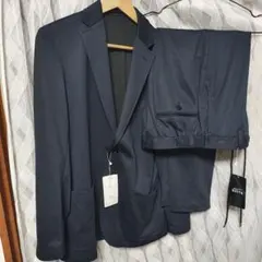 アオキ　AOKI　パジャマスーツ　セットアップ　ネイビー　M　S