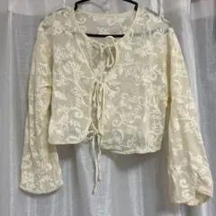 AZUL by MOUSSY アイボリー刺繍入り長袖カーディガン