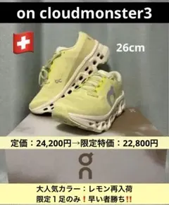 最新モデル】《on》cloudmonster3 大人気カラー❗️限定再入荷 