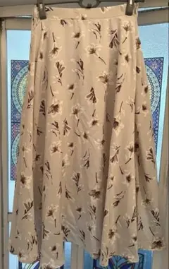 美品　ヴィンテージ花柄　フレアスカート グレージュ