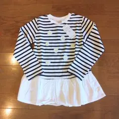 新品未使用　プティマイン　長袖チュニック　花柄　ボーダー　120cm