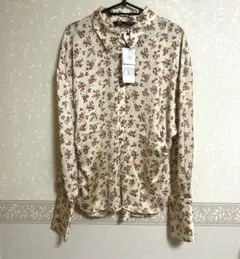 ZARA 花柄シャツ ブラウス 新品タグ付き Lサイズ フラワー 長袖 ギャザー