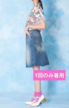 ♥美品♥ジェーンマープル　リボン付きバックポケット デニムスカート