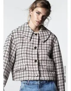 ZARA ザラ ツイードジャケット ショート丈 チェック柄