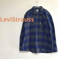 ★リーバイストラウスLevi Straussネイビー×イエローチェックネルシャツ