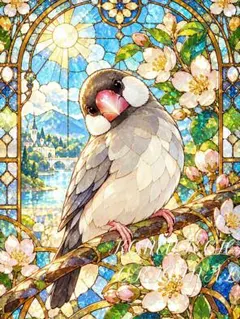 桜文鳥　デジタルアート　2Lサイズ