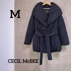 CECIL McBEE ダウンジャケット ベルト付き ポケット付き M ブラック