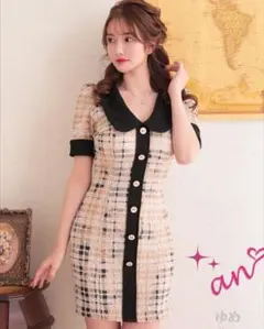 anキャバドレス【新品未使用】チェック柄タイトミニワンピース 　Sサイズ