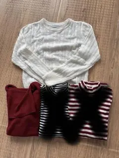 2枚セット　長袖カットソー　ニット　赤　白