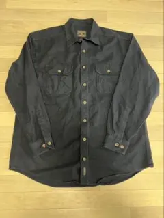 90s ウールリッチ ワークシャツ XL TALL 黒 ビッグサイズ 紺黄タグ