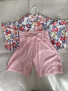 美品袴ロンパース 女の子 80cm 初節句 ひな祭り お食い初めベビー ピンク